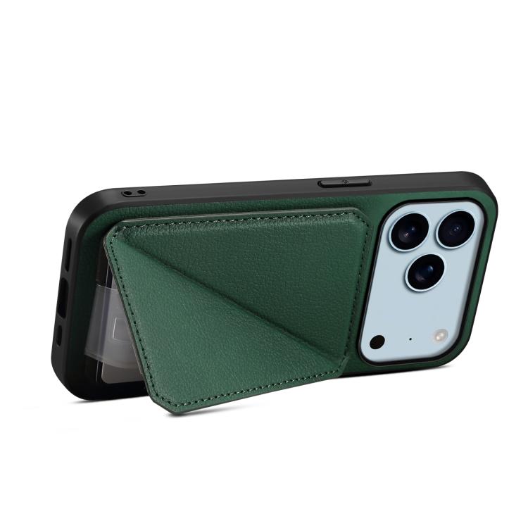 For iPhone 17 Pro D04 Calf Texture Dual Card Slot Holder Phone Case