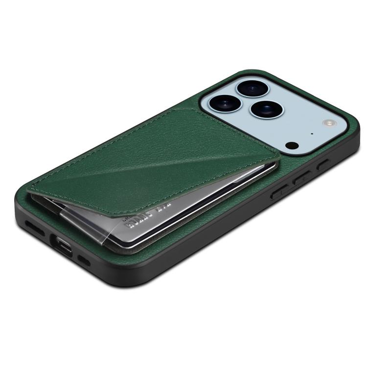 For iPhone 17 Pro D04 Calf Texture Dual Card Slot Holder Phone Case