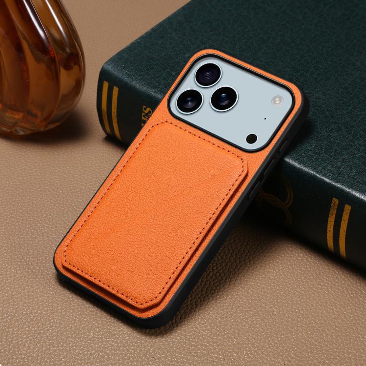 For iPhone 17 Pro Max D04 Calf Texture Dual Card Slot Holder Phone Case