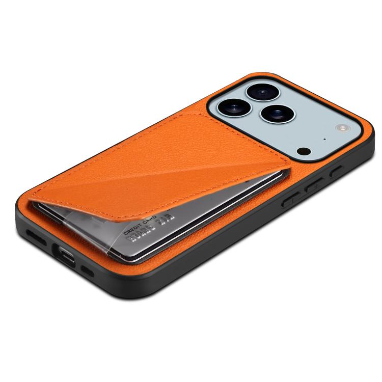 For iPhone 17 Pro Max D04 Calf Texture Dual Card Slot Holder Phone Case