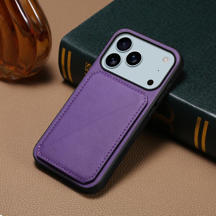 For iPhone 17 Pro Max D04 Calf Texture Dual Card Slot Holder Phone Case