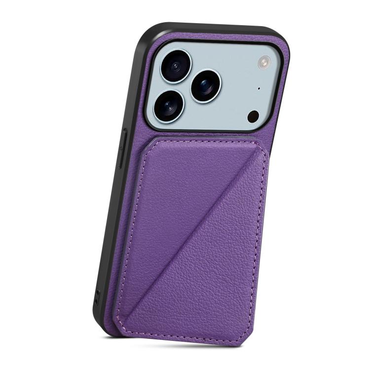 For iPhone 17 Pro Max D04 Calf Texture Dual Card Slot Holder Phone Case