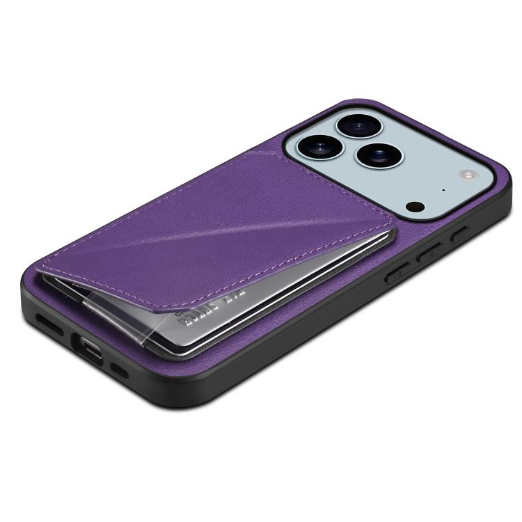For iPhone 17 Pro Max D04 Calf Texture Dual Card Slot Holder Phone Case