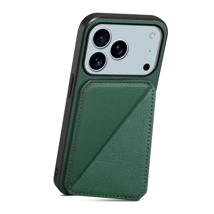 For iPhone 17 Pro Max D04 Calf Texture Dual Card Slot Holder Phone Case