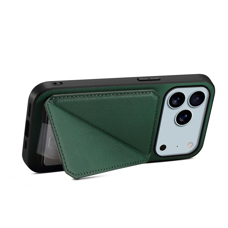 For iPhone 17 Pro Max D04 Calf Texture Dual Card Slot Holder Phone Case