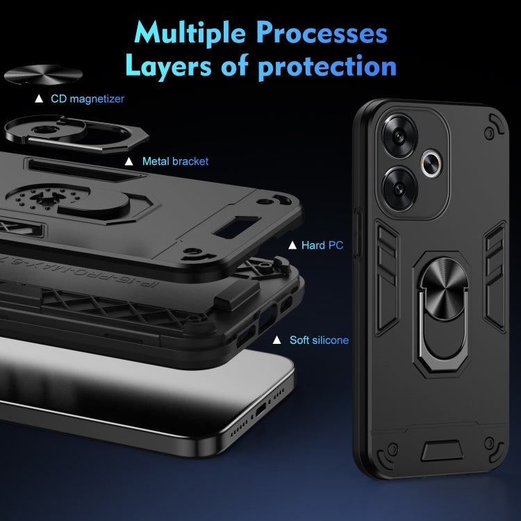 For Xiaomi Redmi Turbo 3 Shockproof Metal Ring Holder Phone Case