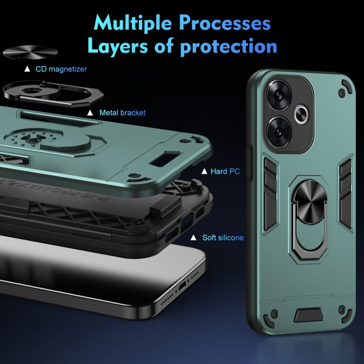 For Xiaomi Redmi Turbo 3 Shockproof Metal Ring Holder Phone Case