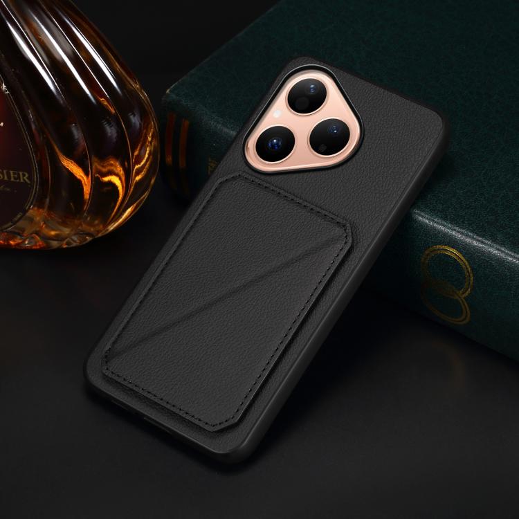 For Huawei Pura 80 5G D04 Calf Texture Dual Card Slot Holder Phone Case