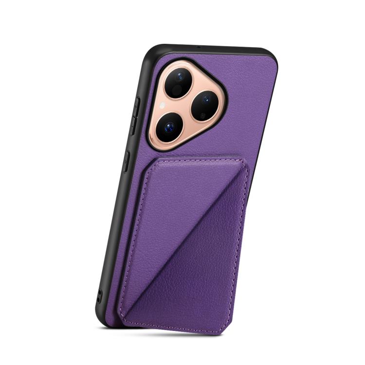 For Huawei Pura 80 5G D04 Calf Texture Dual Card Slot Holder Phone Case