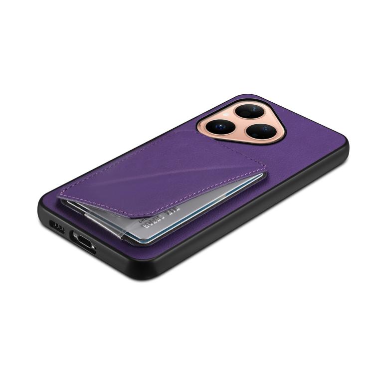 For Huawei Pura 80 5G D04 Calf Texture Dual Card Slot Holder Phone Case