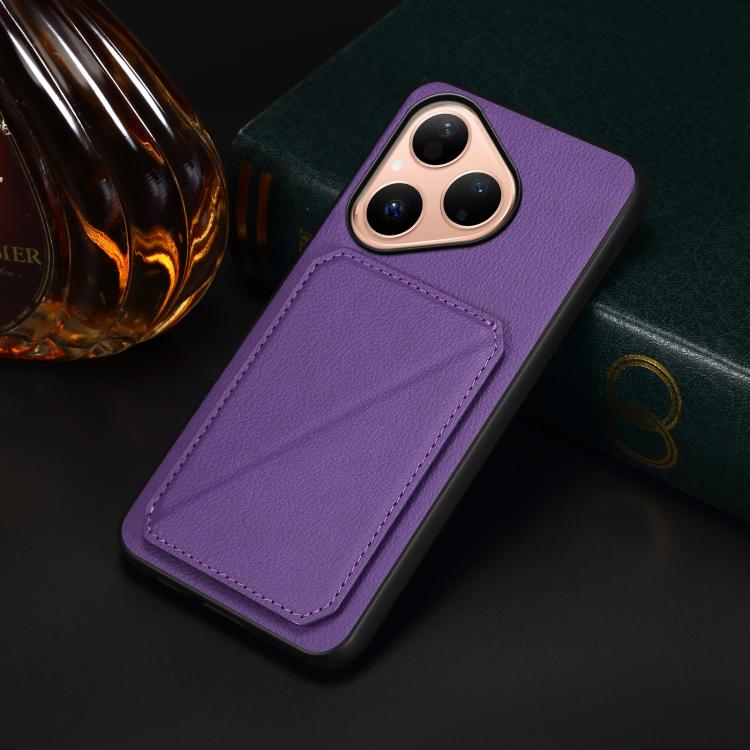 For Huawei Pura 80 5G D04 Calf Texture Dual Card Slot Holder Phone Case