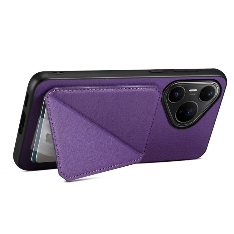 For Huawei Pura 80 Pro / 80 Pro+ 5G D04 Calf Texture Dual Card Slot Holder Phone Case