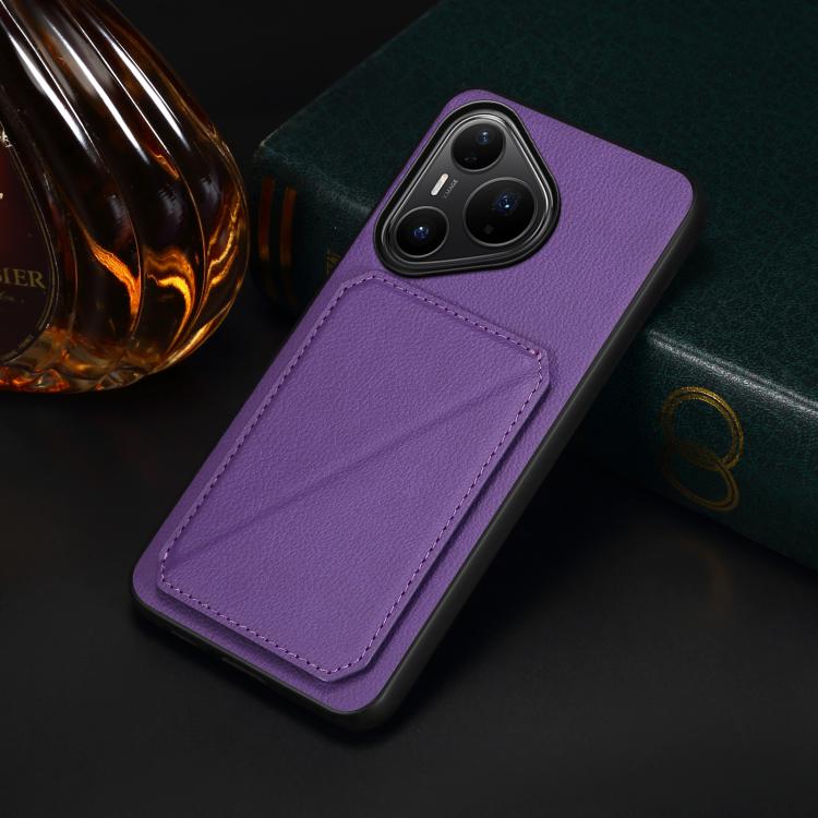 For Huawei Pura 80 Pro / 80 Pro+ 5G D04 Calf Texture Dual Card Slot Holder Phone Case