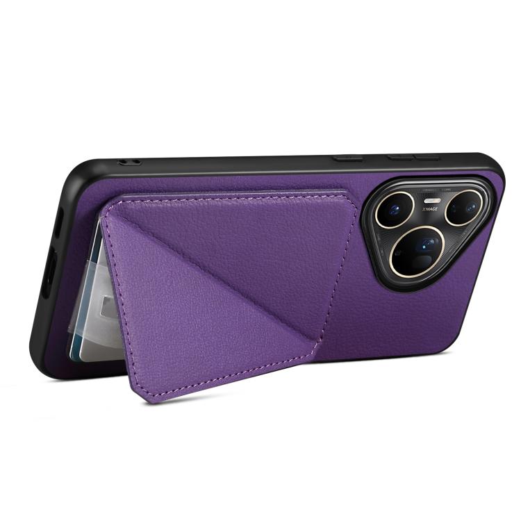For Huawei Pura 80 Ultra 5G D04 Calf Texture Dual Card Slot Holder Phone Case