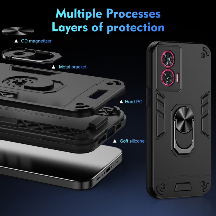For Motorola Edge 50 Fusion Shockproof Metal Ring Holder Phone Case