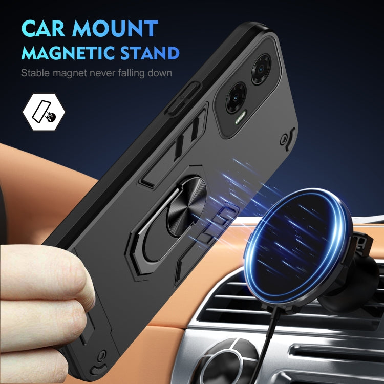 For Motorola Moto G35 Shockproof Metal Ring Holder Phone Case