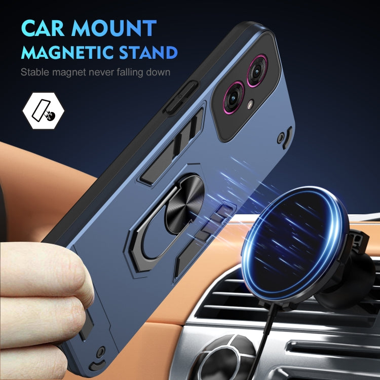 For Motorola Moto G55 Shockproof Metal Ring Holder Phone Case