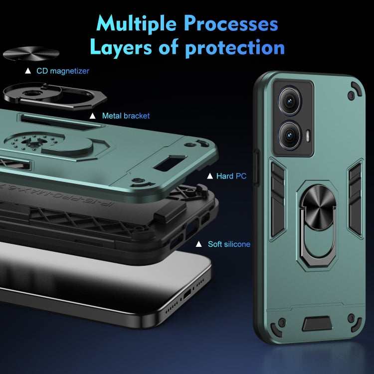 For Motorola Edge 2024 Shockproof Metal Ring Holder Phone Case