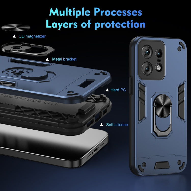For Motorola Edge 50 Pro Shockproof Metal Ring Holder Phone Case