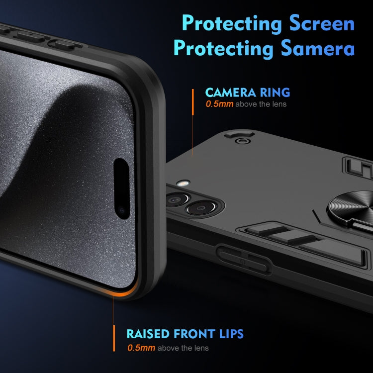 For Samsung Galaxy M15 Shockproof Metal Ring Holder Phone Case