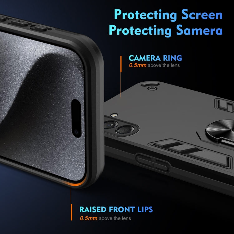 For Samsung Galaxy M55 Shockproof Metal Ring Holder Phone Case