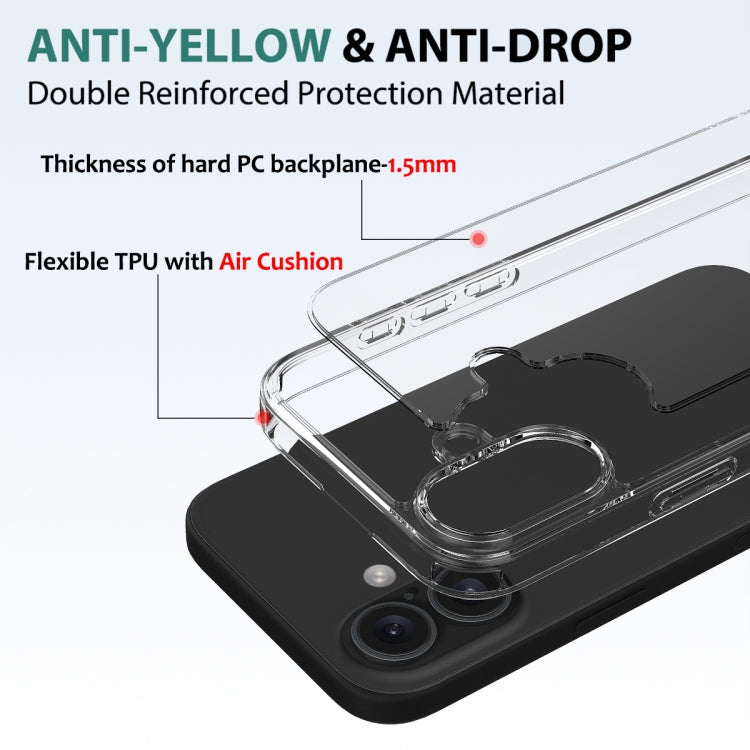 For iPhone 16 Scratchproof Acrylic TPU Phone Case - Transparent