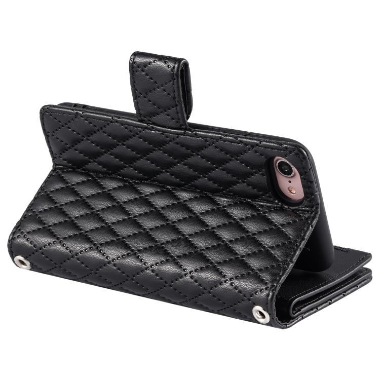 For iPhone 16e / 17e Glitter Lattice Zipper Wallet Leather Phone Case