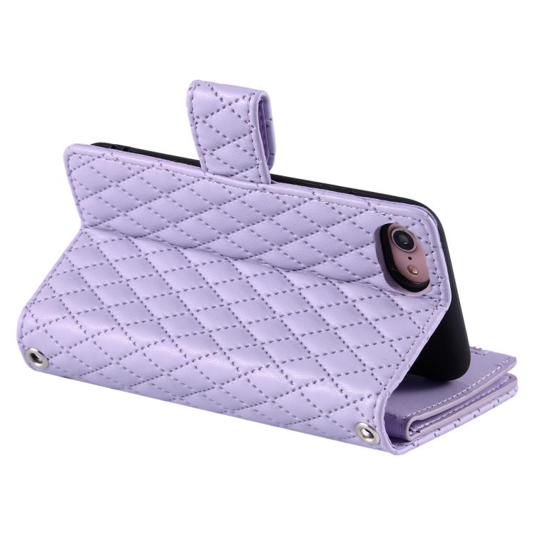 For iPhone 16e / 17e Glitter Lattice Zipper Wallet Leather Phone Case
