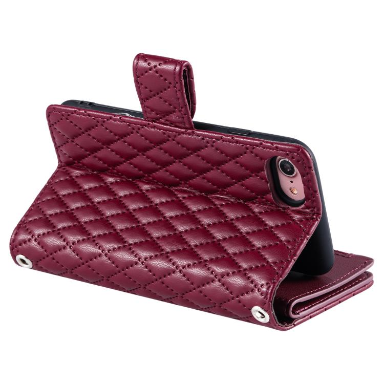 For iPhone 16e / 17e Glitter Lattice Zipper Wallet Leather Phone Case