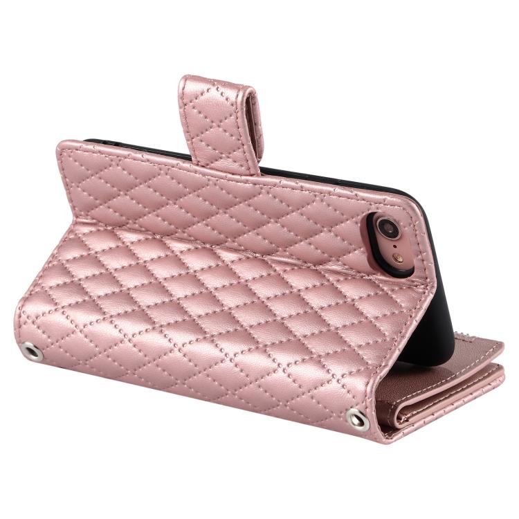 For iPhone 16e / 17e Glitter Lattice Zipper Wallet Leather Phone Case