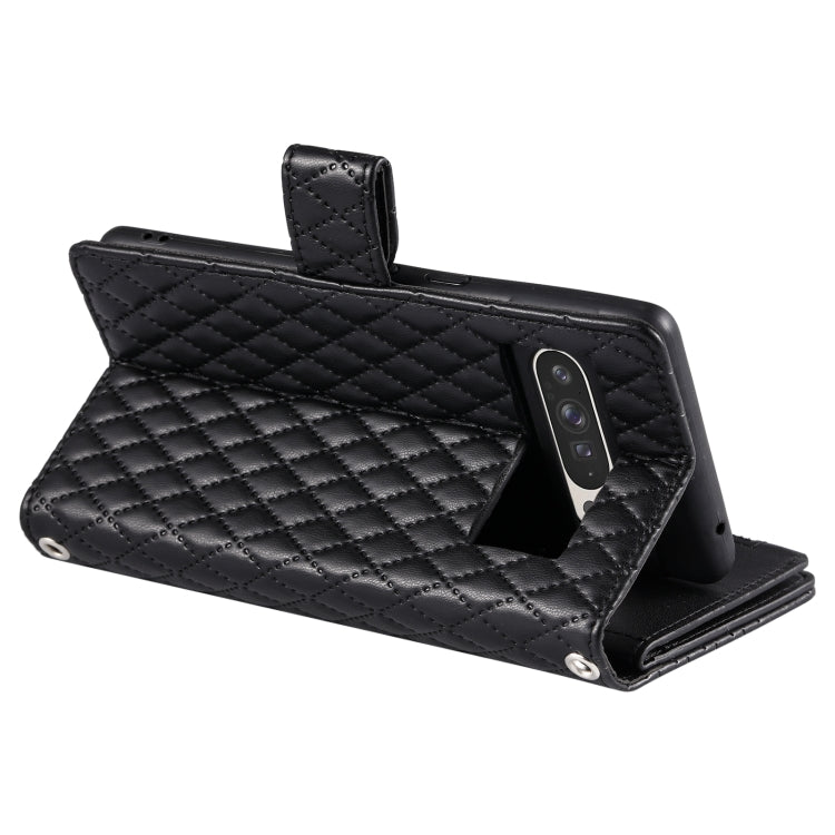 For Google Pixel 9 Pro XL Glitter Lattice Zipper Wallet Leather Phone Case