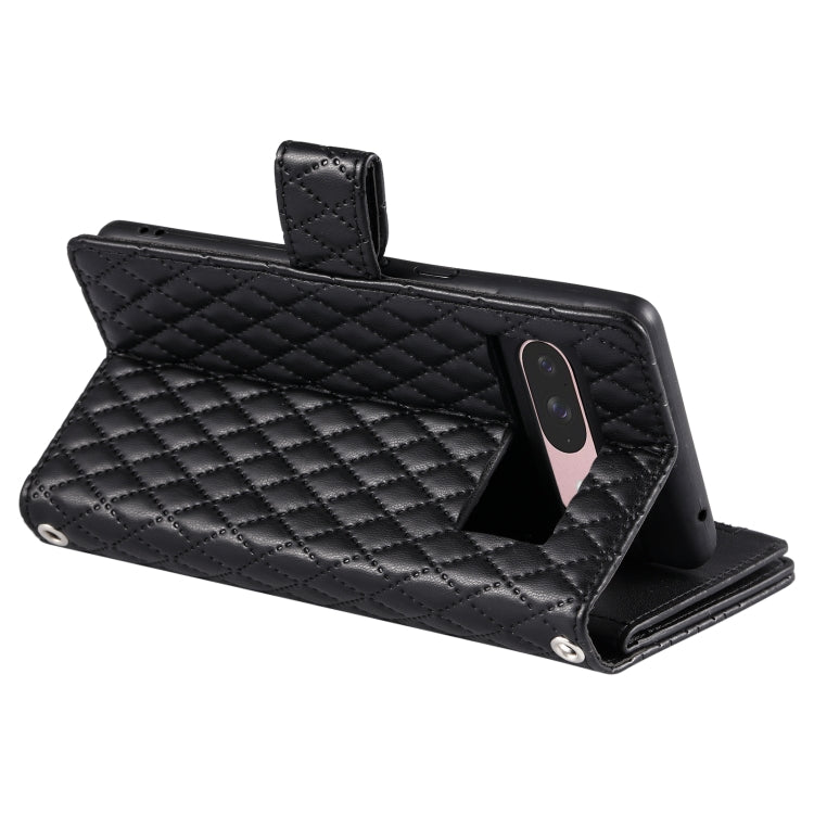 For Google Pixel 9 / 9 Pro Glitter Lattice Zipper Wallet Leather Phone Case