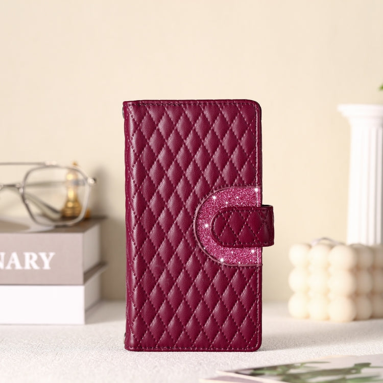 For Google Pixel 9 / 9 Pro Glitter Lattice Zipper Wallet Leather Phone Case