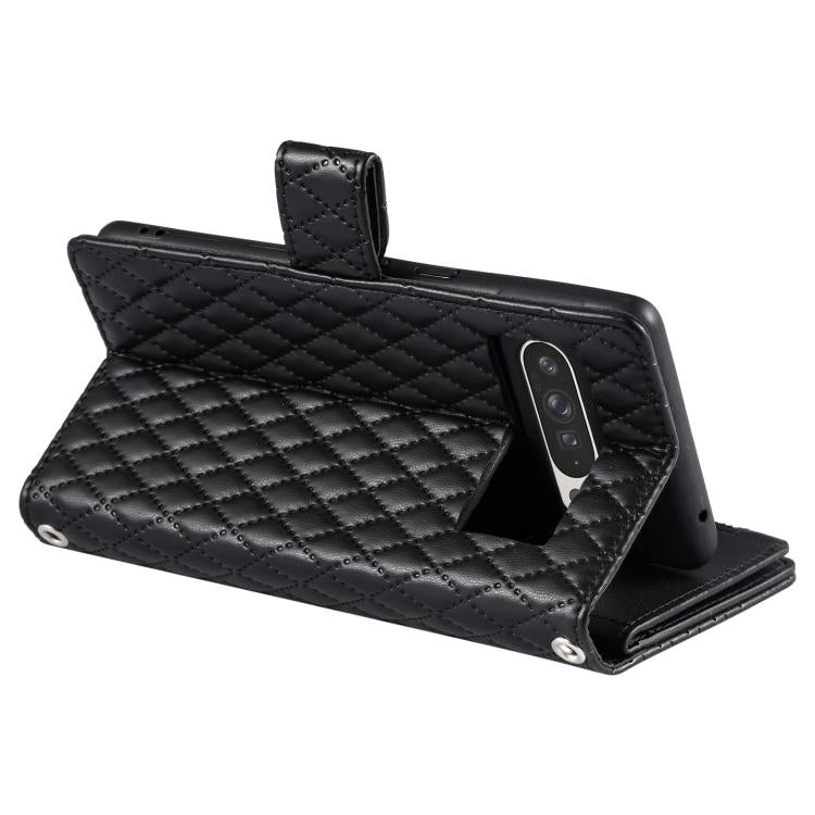 For Google Pixel 10 Pro XL Glitter Lattice Zipper Wallet Leather Phone Case