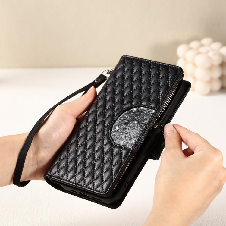 For Google Pixel 10 Pro XL Glitter Lattice Zipper Wallet Leather Phone Case