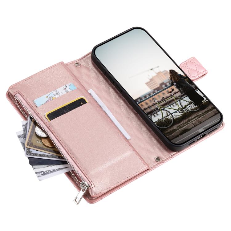 For Google Pixel 10 Pro XL Glitter Lattice Zipper Wallet Leather Phone Case