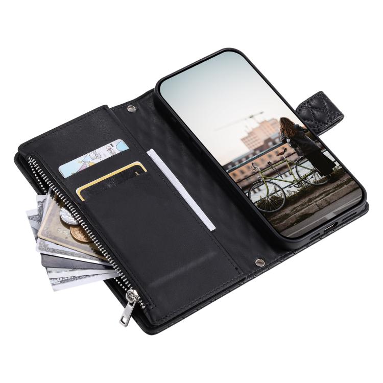 For Google Pixel 10 / 10 Pro Glitter Lattice Zipper Wallet Leather Phone Case
