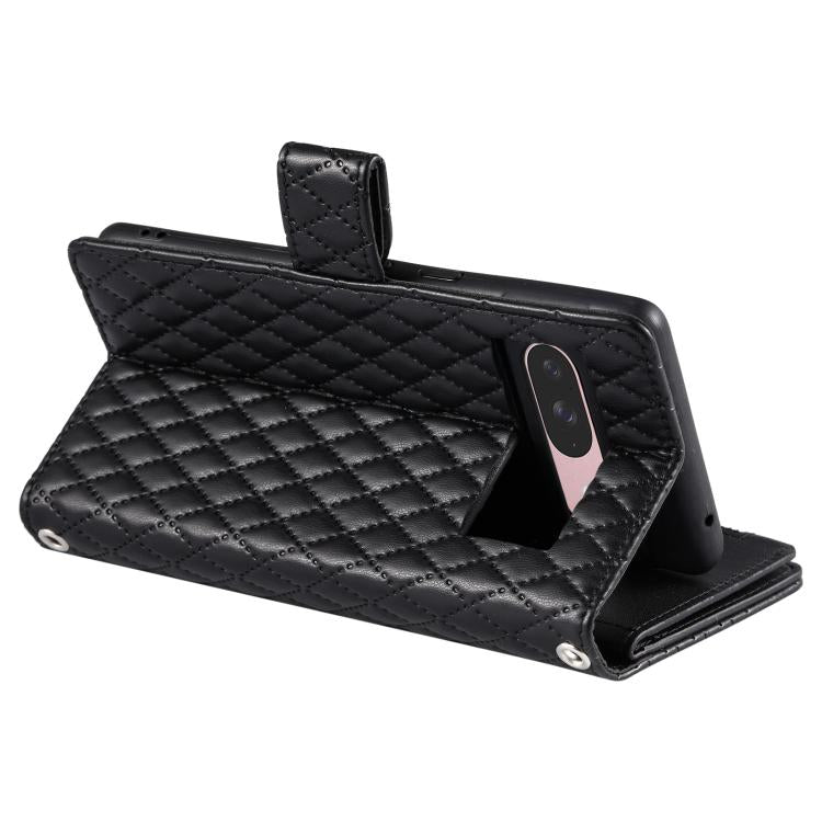 For Google Pixel 10 / 10 Pro Glitter Lattice Zipper Wallet Leather Phone Case
