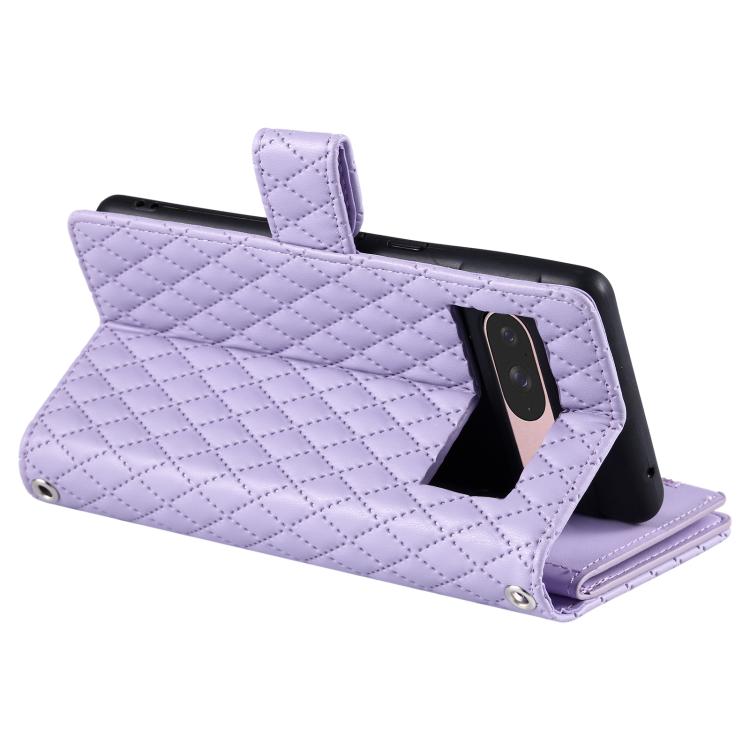 For Google Pixel 10 / 10 Pro Glitter Lattice Zipper Wallet Leather Phone Case