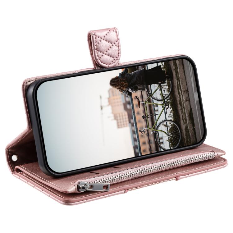 For Google Pixel 10 / 10 Pro Glitter Lattice Zipper Wallet Leather Phone Case