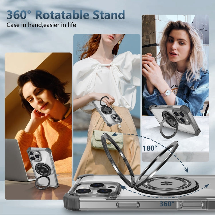 For iPhone 16 Pro Max Gold Shield CD Pattern MagSafe Magnetic Phone Case with Rotating Stand