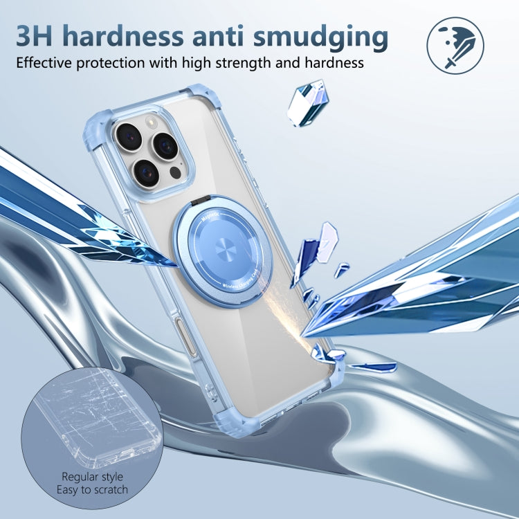 For iPhone 16 Pro Max Gold Shield CD Pattern MagSafe Magnetic Phone Case with Rotating Stand