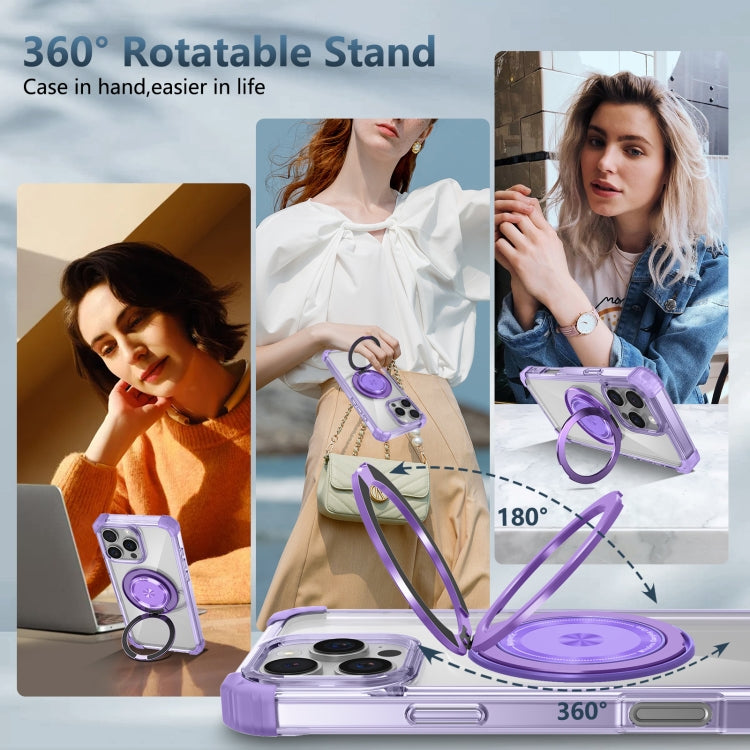 For iPhone 16 Pro Max Gold Shield CD Pattern MagSafe Magnetic Phone Case with Rotating Stand