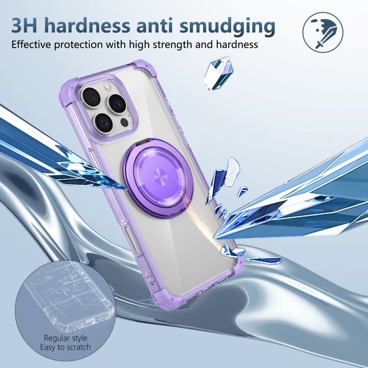 For iPhone 16 Pro Max Gold Shield CD Pattern MagSafe Magnetic Phone Case with Rotating Stand