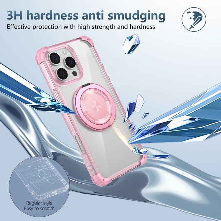 For iPhone 16 Pro Gold Shield CD Pattern MagSafe Magnetic Phone Case with Rotating Stand