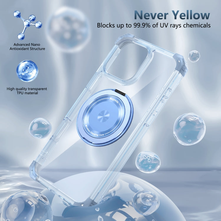 For iPhone 16 Pro Gold Shield CD Pattern MagSafe Magnetic Phone Case with Rotating Stand
