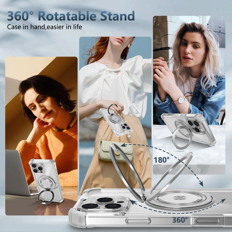 For iPhone 16 Pro Gold Shield CD Pattern MagSafe Magnetic Phone Case with Rotating Stand