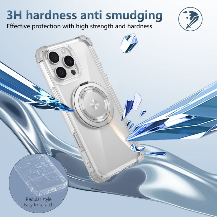 For iPhone 16 Pro Gold Shield CD Pattern MagSafe Magnetic Phone Case with Rotating Stand
