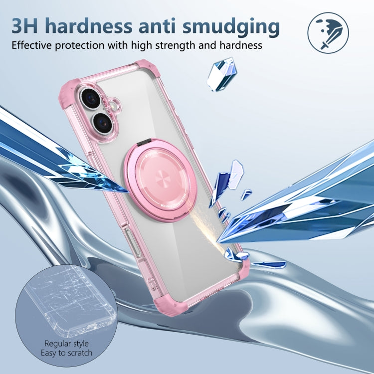 For iPhone 16 Gold Shield CD Pattern MagSafe Magnetic Phone Case with Rotating Stand