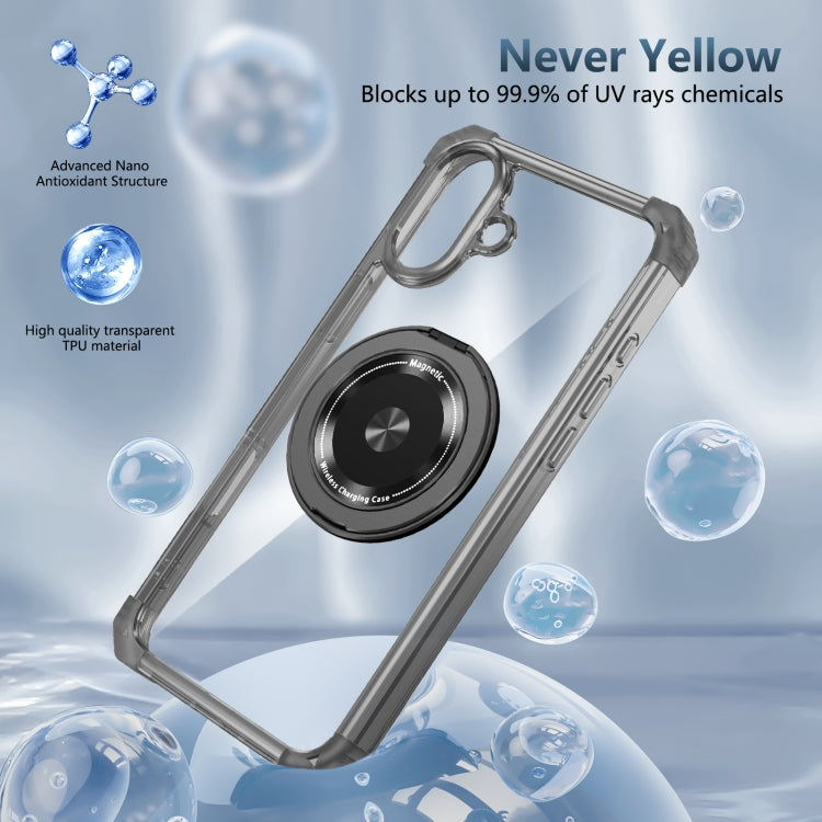 For iPhone 16 Gold Shield CD Pattern MagSafe Magnetic Phone Case with Rotating Stand